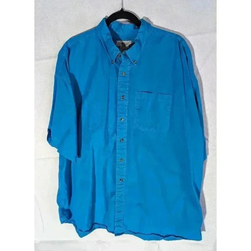 Sun River Men's button down short sleeve casual shirt XXL